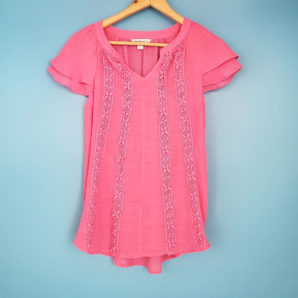 Counterparts Blouse Size Small Pink Short Sleeve